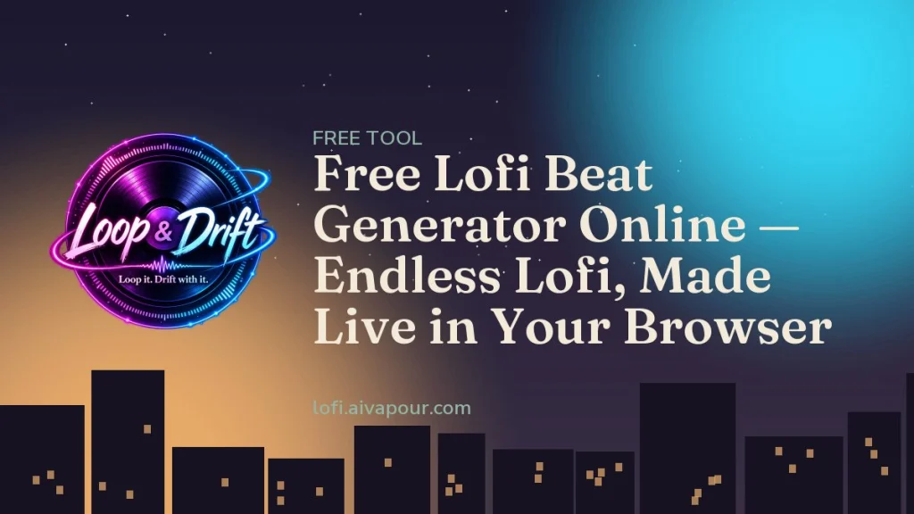 Lofi generator controls with style buttons and a 16-step drum grid